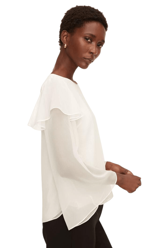 Silk Ruffled Chiffon Blouse - Lomie's