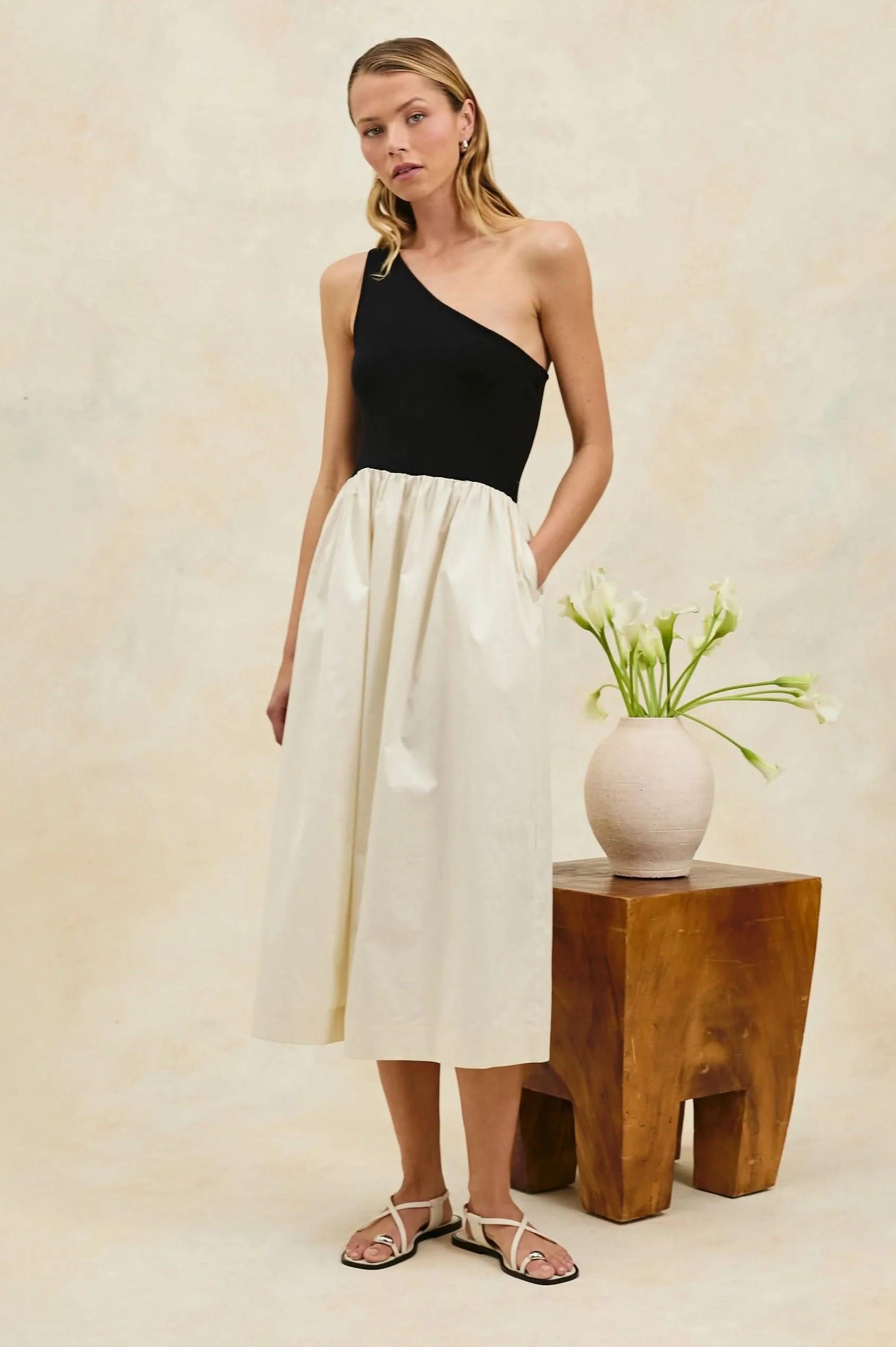 【関税&送料込】The Row Abito Lungo Anitas In Cotone THE ROW Anitas cotton off-the-shoulder midi dress - Enny Monaco