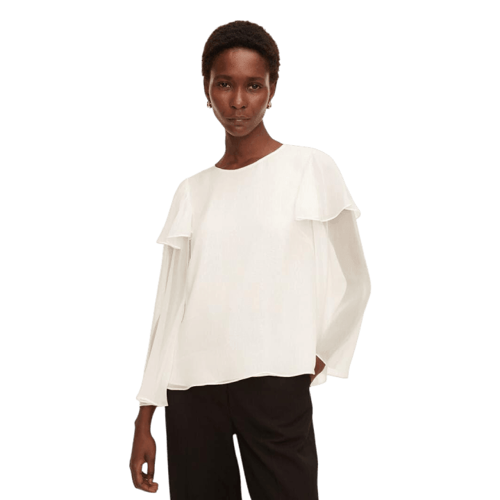 Silk Ruffled Chiffon Blouse - Lomie's