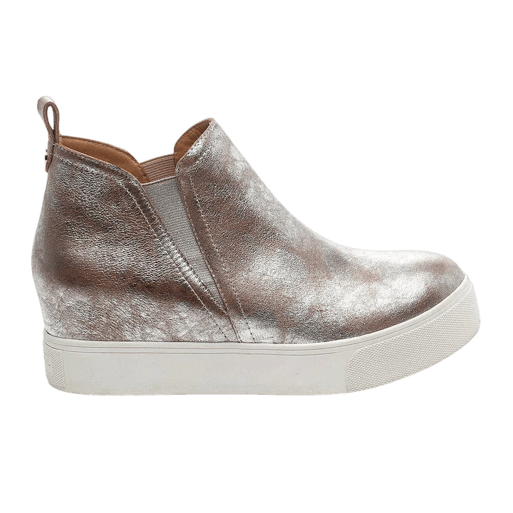 Silvie Pull On Sneakers in Taupe Metallic Leather - Lomie's