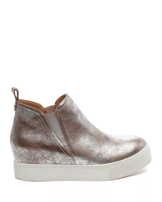 Silvie Pull On Sneakers in Taupe Metallic Leather