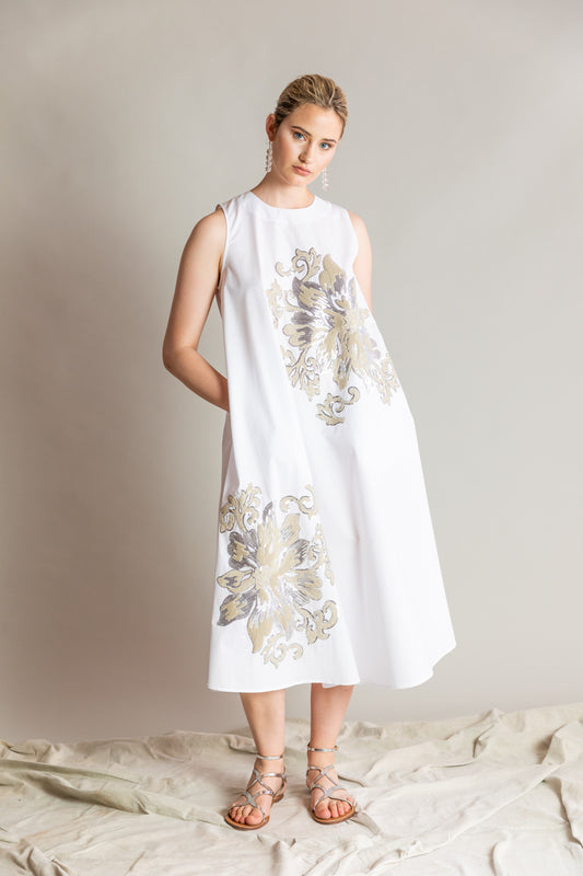 Sleeveless Embroidered Dress