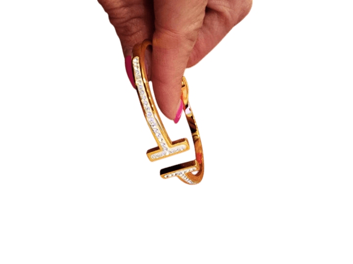 Hinged Cuff Bracelet with CZs - Lomie's