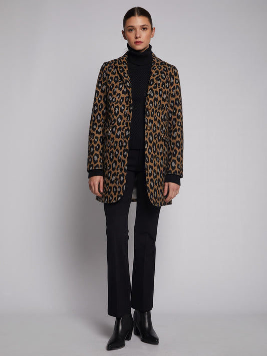 Oxford Leopard Knit Jacquard Coat