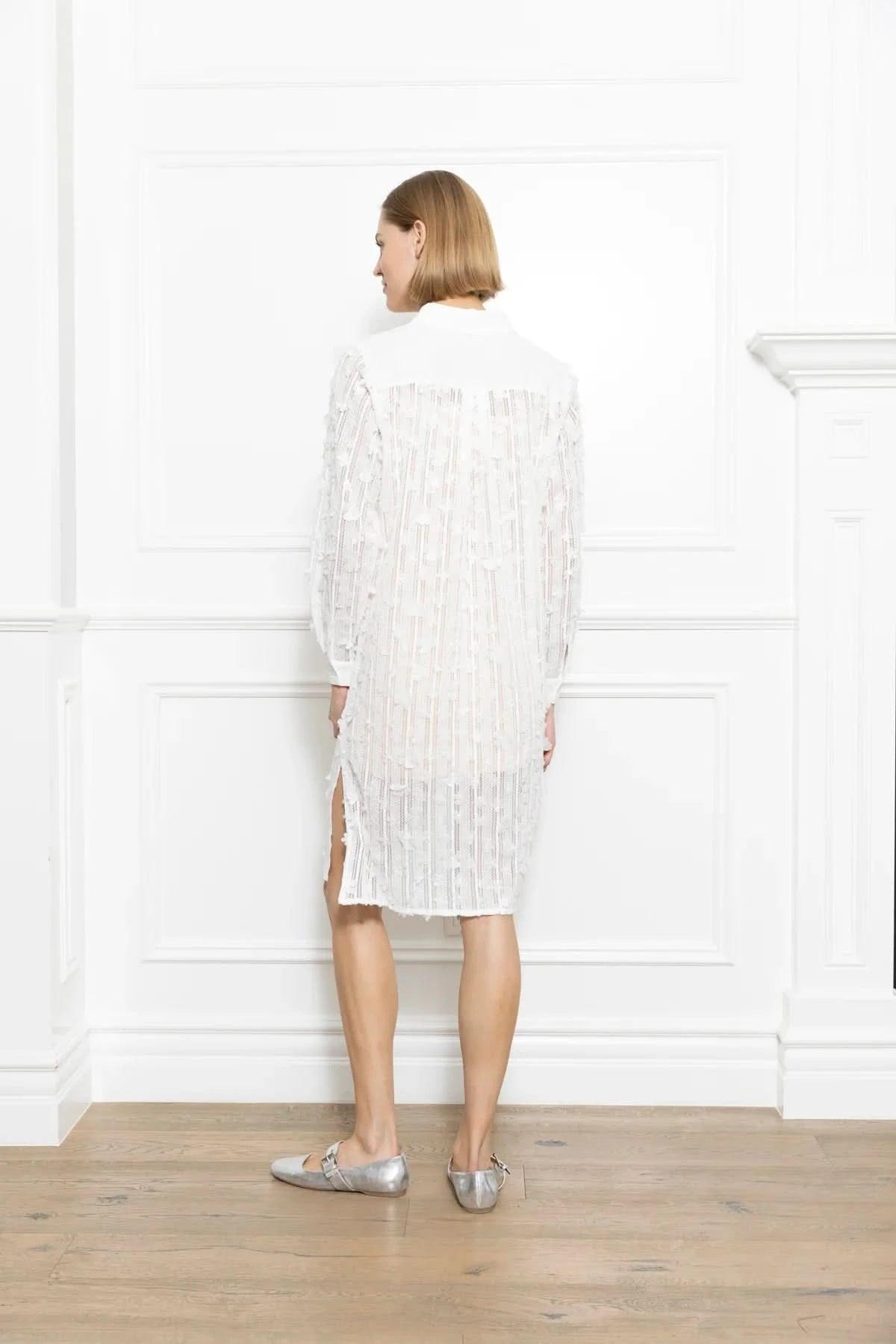 3D Lace Shirt Dress - Lomie's