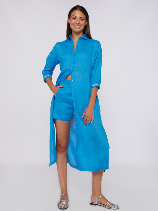 Antonella Blue Linen Dress