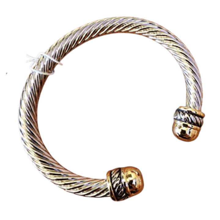 Cable Bangle with Gold Tip - Lomie's