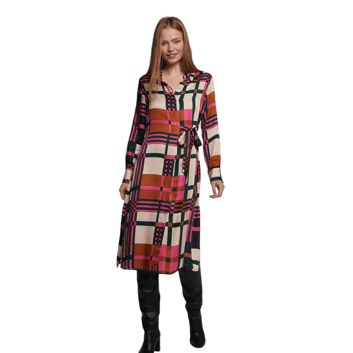 Ester Check Print Dress - Lomie's