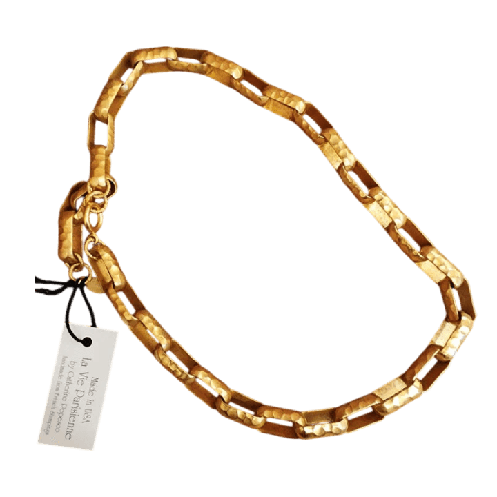 Gold Rectangle Link Necklace - Lomie's