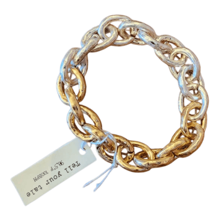 Half Silver, Half Gold Chain Bracelet with Elastic - Lomie's