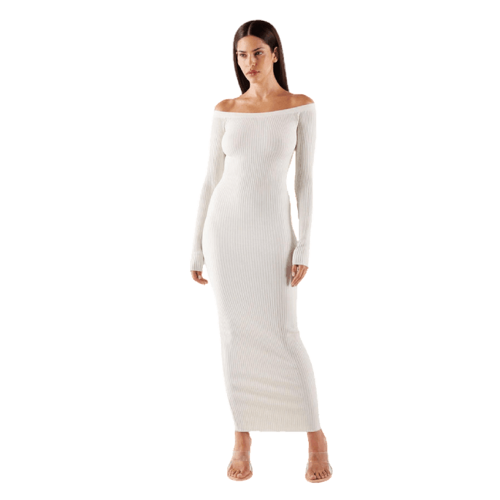 Rib Shine Off Shoulder Maxi - Lomie's