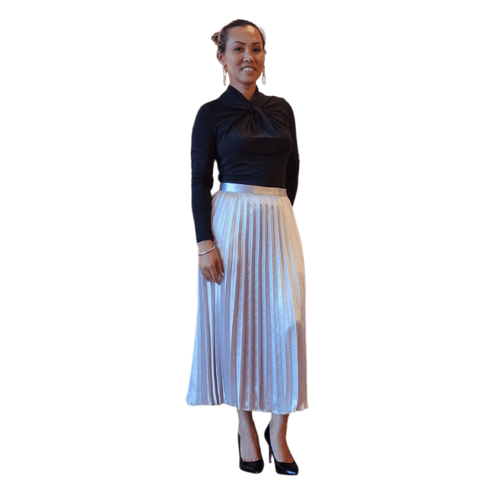 Windowpane Silk Pleated Skirt - Lomie's