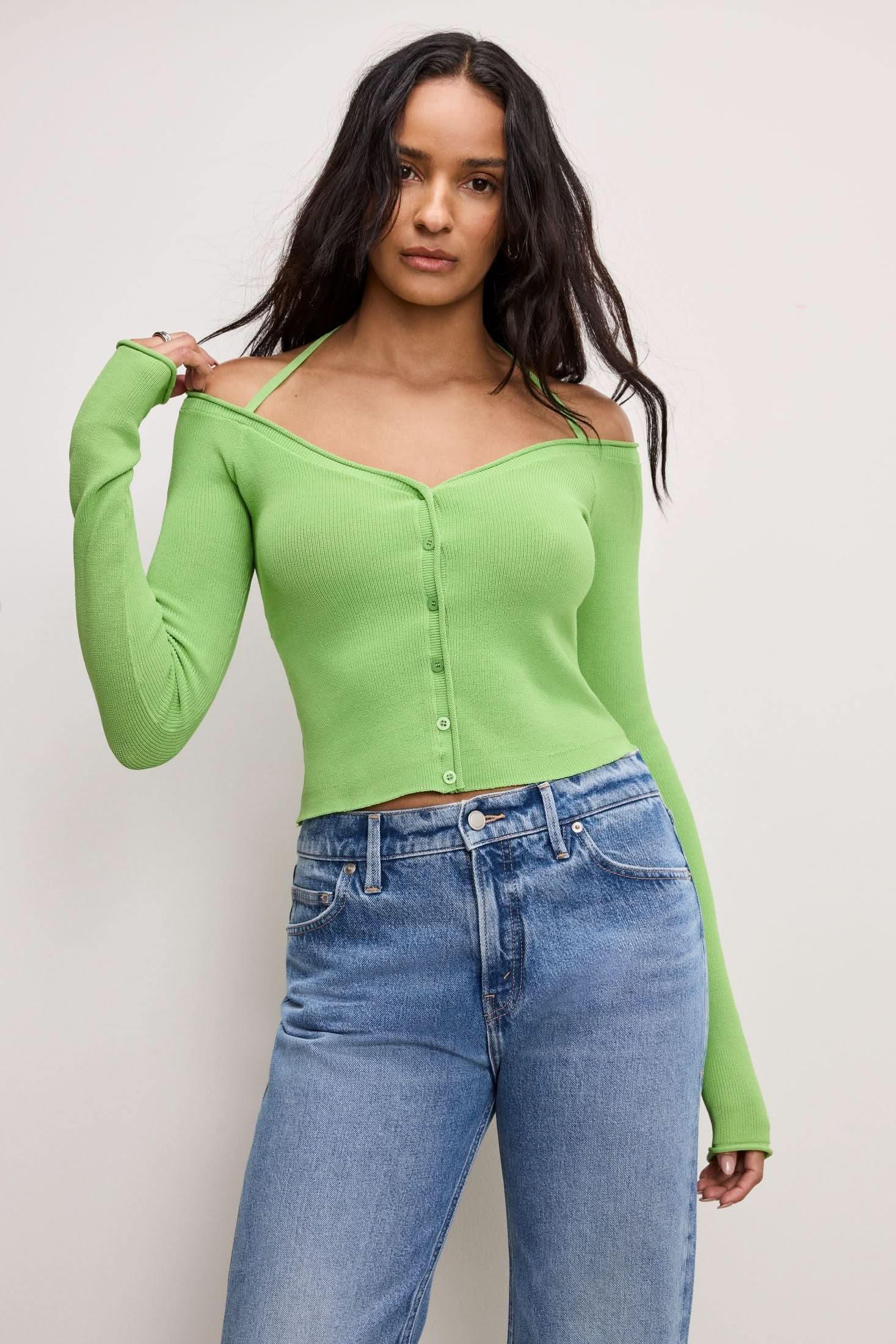 Stretch Rib Knit Off Shoulder Top - Lomie's