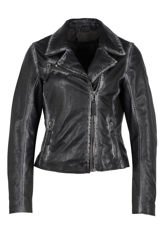 Stars Leather Jacket with Demin